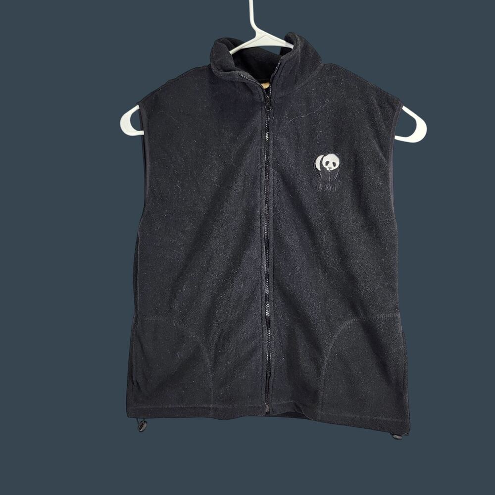 Unisex WWF L/xl Vest Black Sleeveless Fleece Zip Up Eco-Friendly Panda